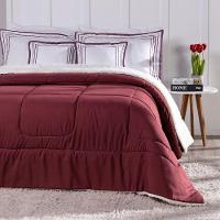 Kit 5 Pçs Coberdrom Casal Queen Soft Hipercal 400 Fios Dupla Face Vermelho