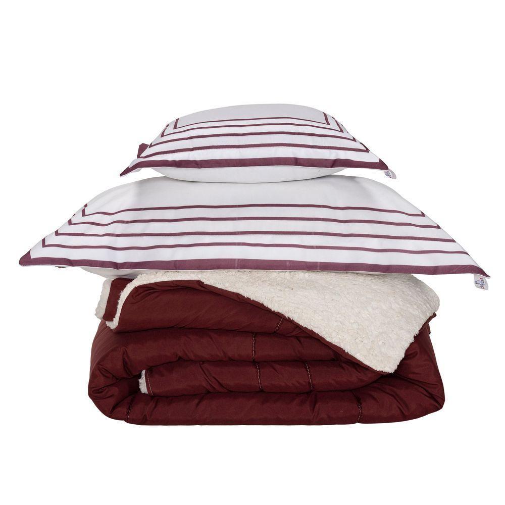 Kit 03 Pçs Coberdrom Solteiro Soft Dupla Face E Hipercal 400 Fios Vermelho - 1