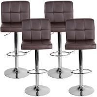 Banquetas Gomos Confort Giratória Estofada Cozinha Kit 04 Un Marrom Café - 1