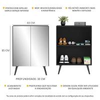 Sapateira 2 Portas Retrô Com Espelho Nina Multimóveis V6012 Preta Preto - 5