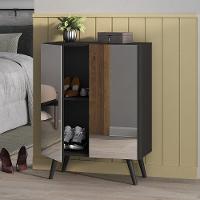 Sapateira 2 Portas Retrô Com Espelho Nina Multimóveis V6012 Preta Preto - 6