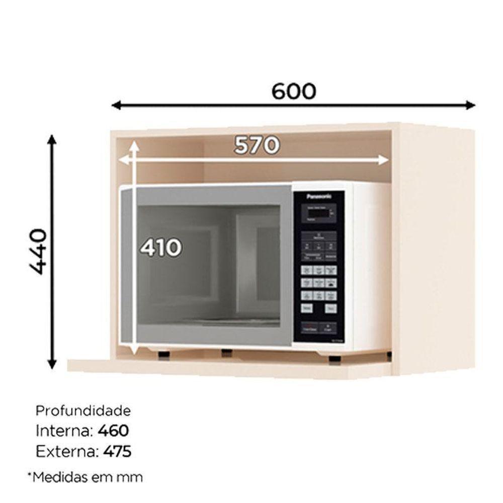 Armário Aéreo Para Micro-ondas 60cm Connect Off White – Henn - 2