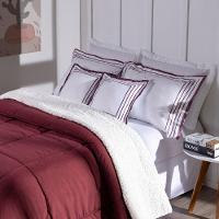 Kit 5 Pçs Coberdrom Casal King Soft Hipercal 400 Fios Dupla Face Vermelho - 3