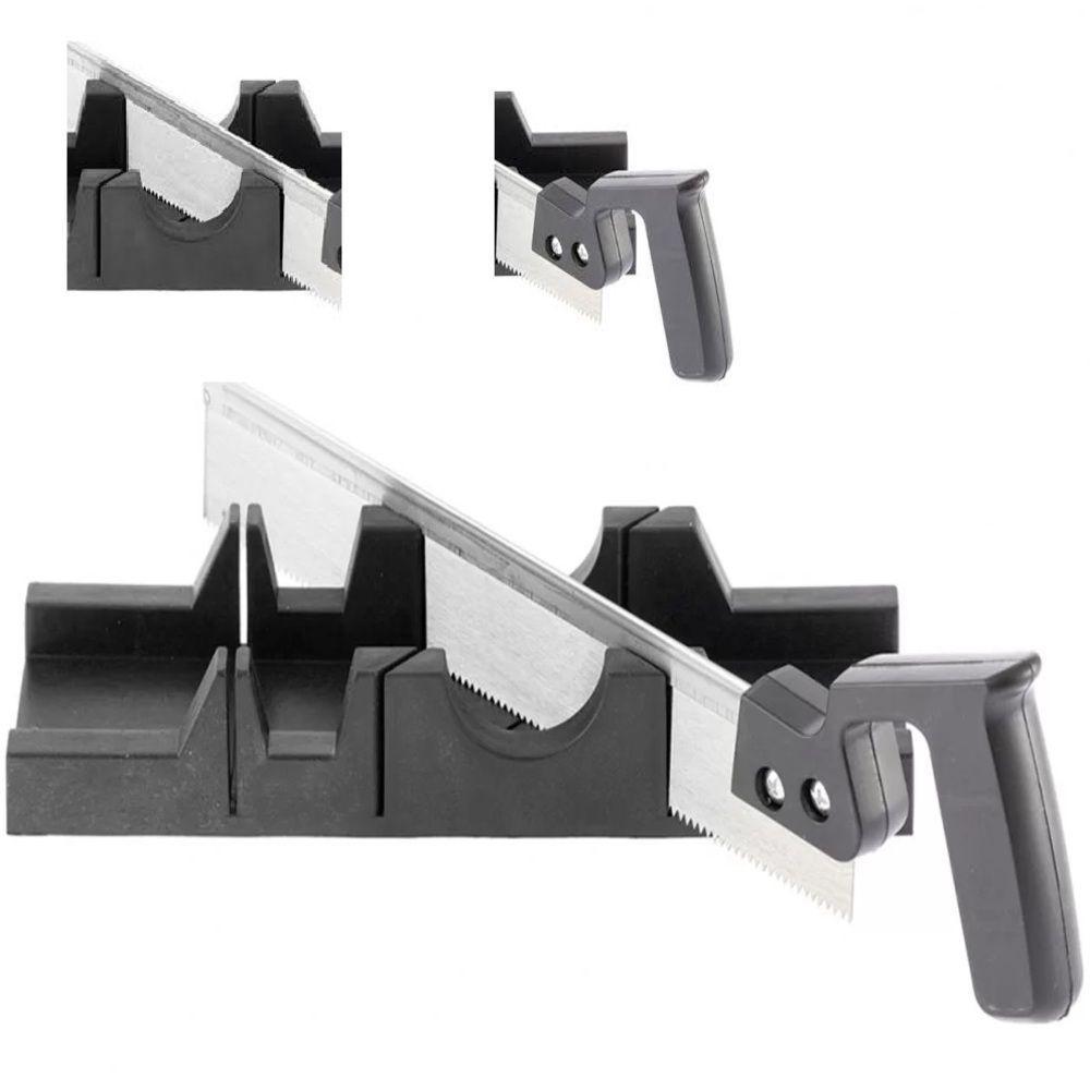 Caixa Meia Esquadria Manual Kit Gabarito Serrote Com Serra Corta Em Angulos 300mm Carpinteiro Profissional - 1