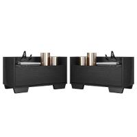 Kit Com 2 Mesas De Cabeceira 60Cm Multimóveis V3634 Preta Preto - 1