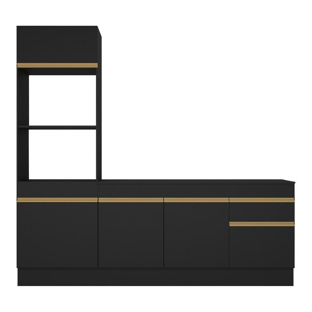 Cozinha Compacta Com Rodapé Com Armário E Balcão Preta - 3