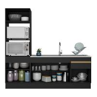 Cozinha Compacta Com Rodapé Com Armário E Balcão Preta