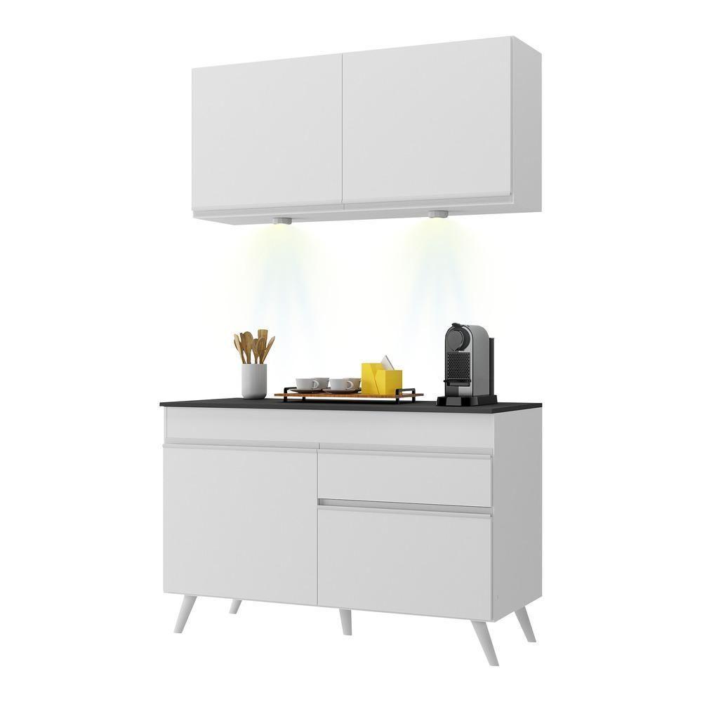 Armário De Cozinha Compacta 2 Peças Com Leds Mp2012.891 Veneza Up Multimóveis Branco - 6
