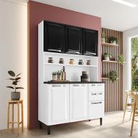 Kit De Cozinha Compacta Branco E Preto 120 Em Aço 6 Portas 2 Gavetas Pratika - 2