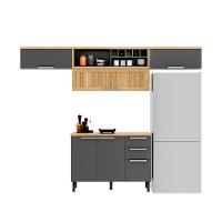 Cozinha Compacta 270cm 6 Portas 2 Gavetas New Porto Grafite Madeira Itatiaia - 1