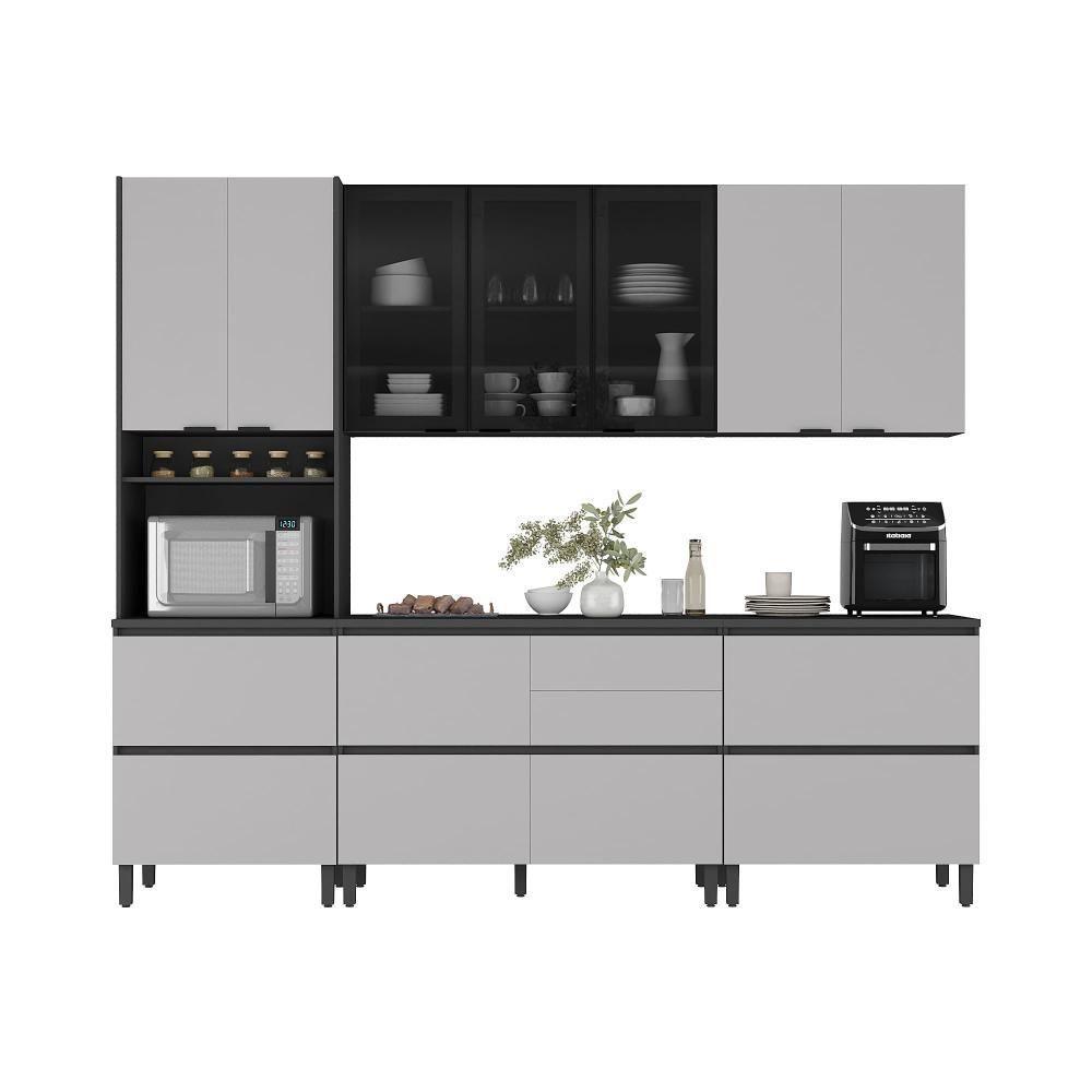 Cozinha Completa Itatiaia Lumina 270cm Em Madeira Mdf Grafite/fendi - 2