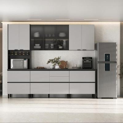 Cozinha Completa Itatiaia Lumina 270cm Em Madeira Mdf Grafite/fendi