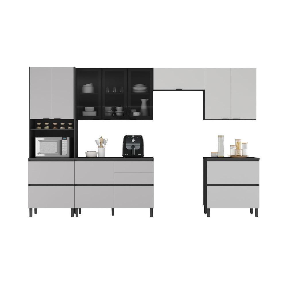 Cozinha Completa Itatiaia Lumina 350cm Em Madeira Mdf Grafite Fendi - 2
