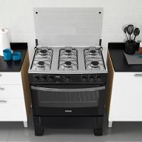 Fogão De Piso 6 Bocas A Gás Preto Itatiaia Waves Bivolt Com Acendimento Automático - 1