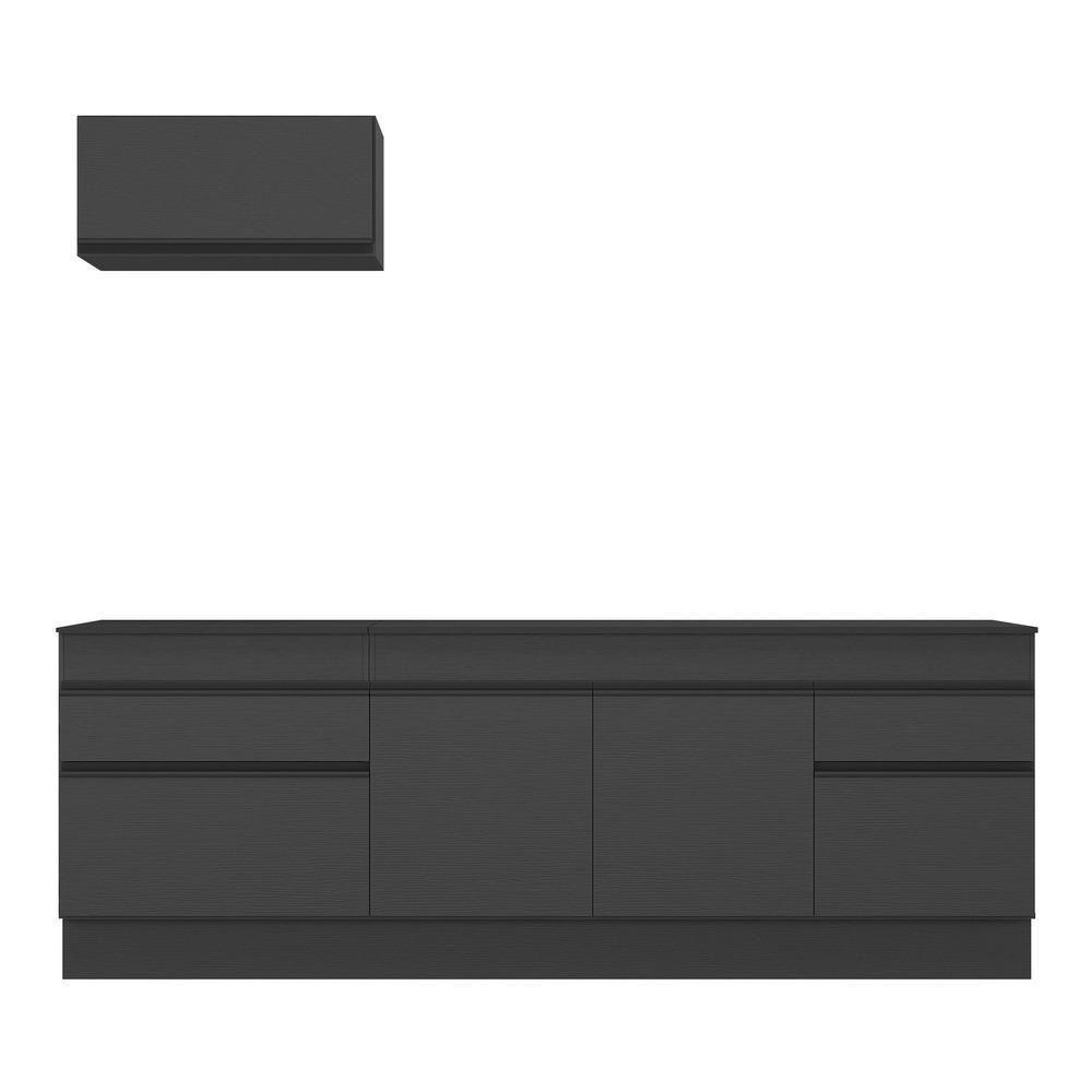 Armário De Cozinha Compacta 220cm Com Rodapé Veneza Multimóveis V2109 Preto Preto - 2