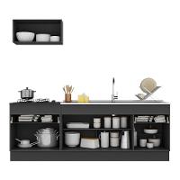 Armário De Cozinha Compacta 220cm Com Rodapé Veneza Multimóveis V2109 Preto Preto - 3