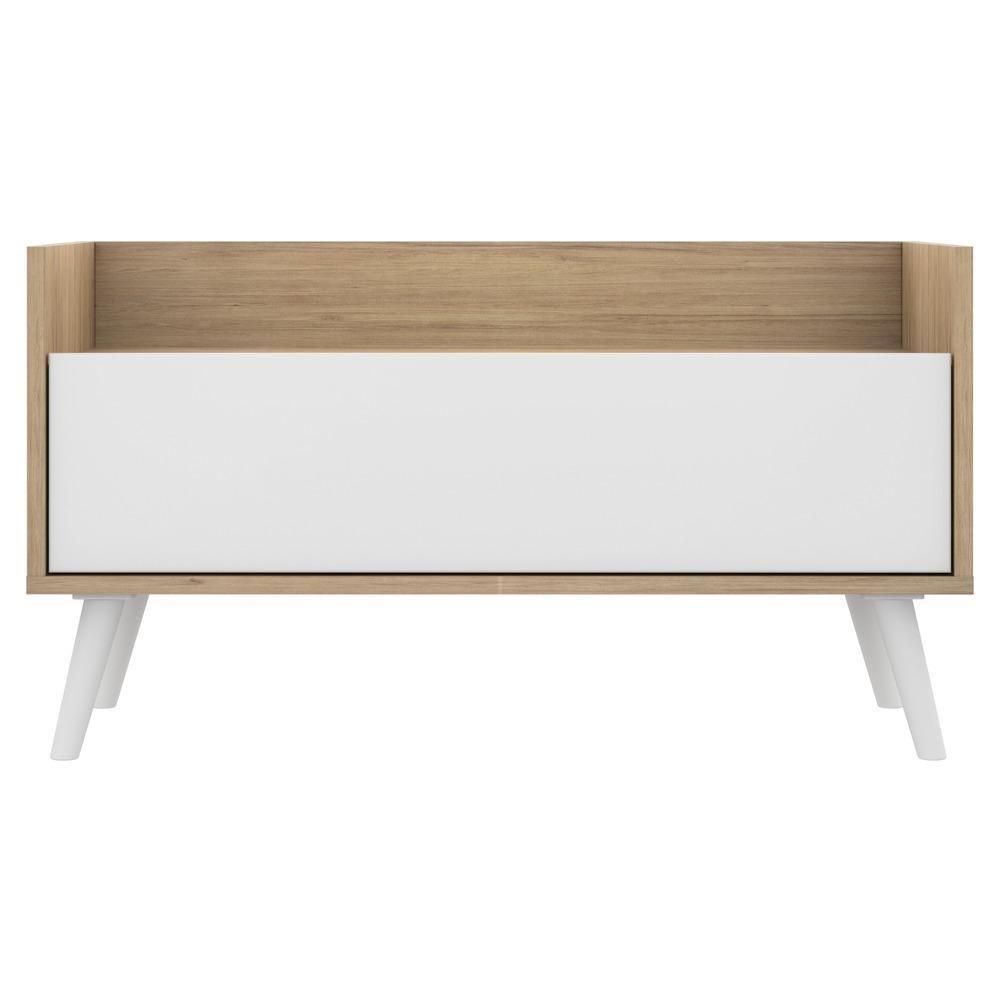 Kit Com 2 Mesas De Cabeceira 80Cm Retrô Multimóveis V4002 Rustic/Branca Rustic/Branco - 3