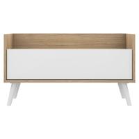 Kit Com 2 Mesas De Cabeceira 80Cm Retrô Multimóveis V4002 Rustic/Branca Rustic/Branco - 3