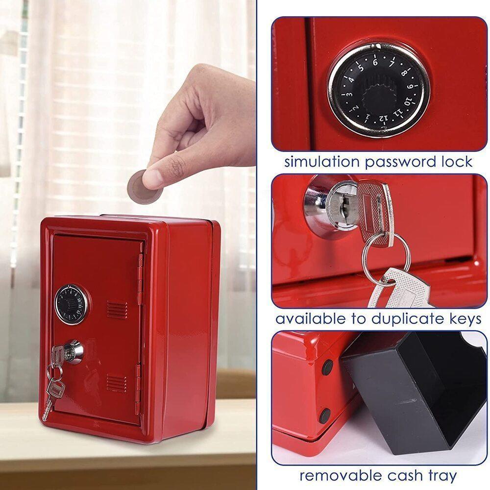 Cofre Metal Chave Senha Cofrinho Infantil Adulto Portatil Porta Joias Dinheiro Documentos Mini Segredo - 3