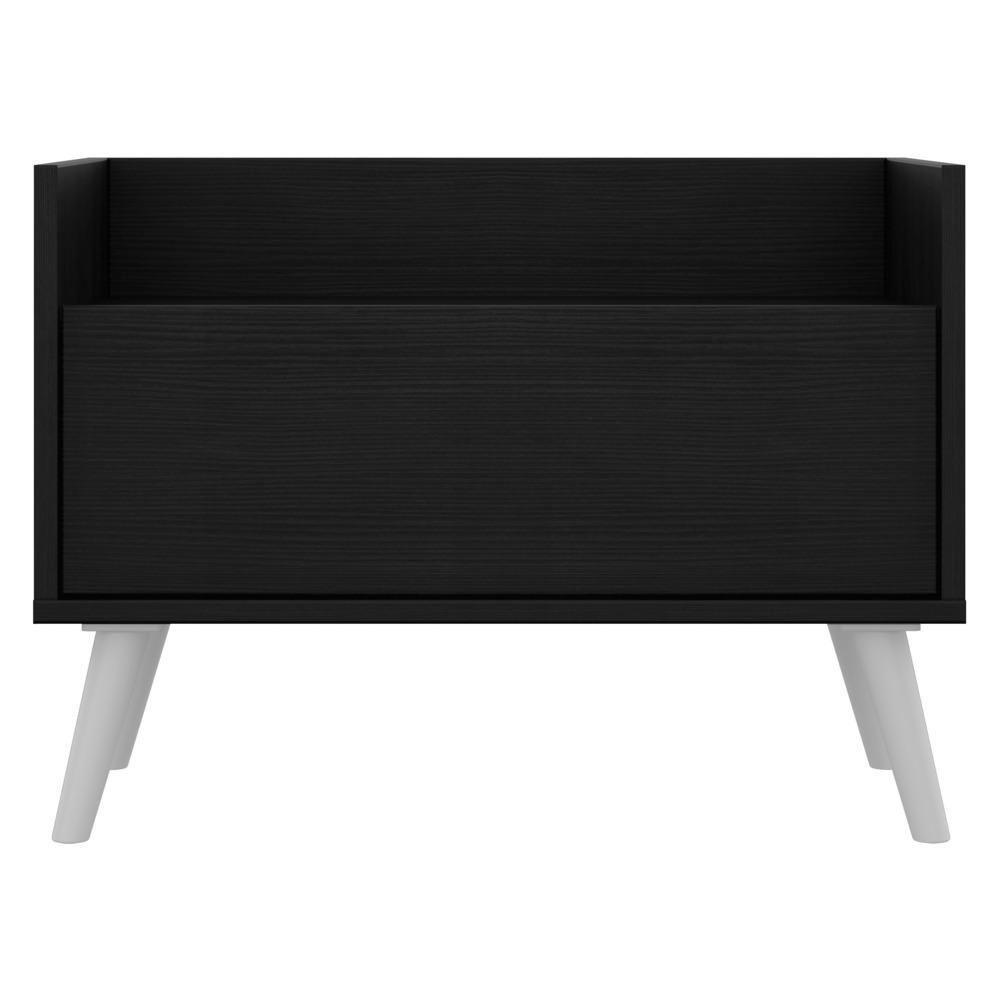 Kit Com 2 Mesas De Cabeceira 80Cm Retrô Multimóveis V4002 Preta/Branca Preto/Branco - 3