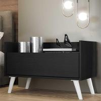 Kit Com 2 Mesas De Cabeceira 80Cm Retrô Multimóveis V4002 Preta/Branca Preto/Branco - 7