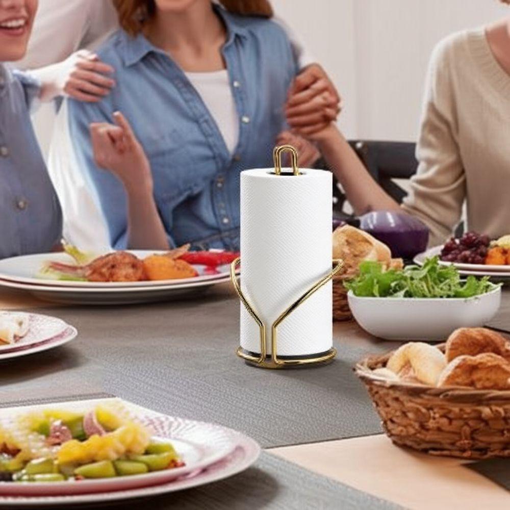 Suporte Porta Rolo Papel Toalha Bancada Mesa Dourado Future - 3