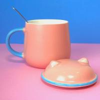 Caneca Gatinho Rosa 3d Com Tampa E Colher - Charme E Conforto Para Seu Café Da Manhã! - 3