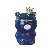 Caneca 3d De Porcelana Com Tampa E Colher - Ursinho Azul Para Chá E Café - 1