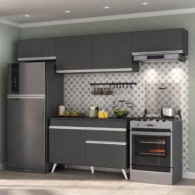 Armário de Cozinha Compacta Mp3697 6 Portas 1 Gaveta Mdf 260 cm Preto