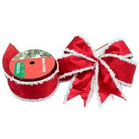 Kit 4 Fitas Aramadas Vermelha Decoração Natalina 6,3cm 9,14m