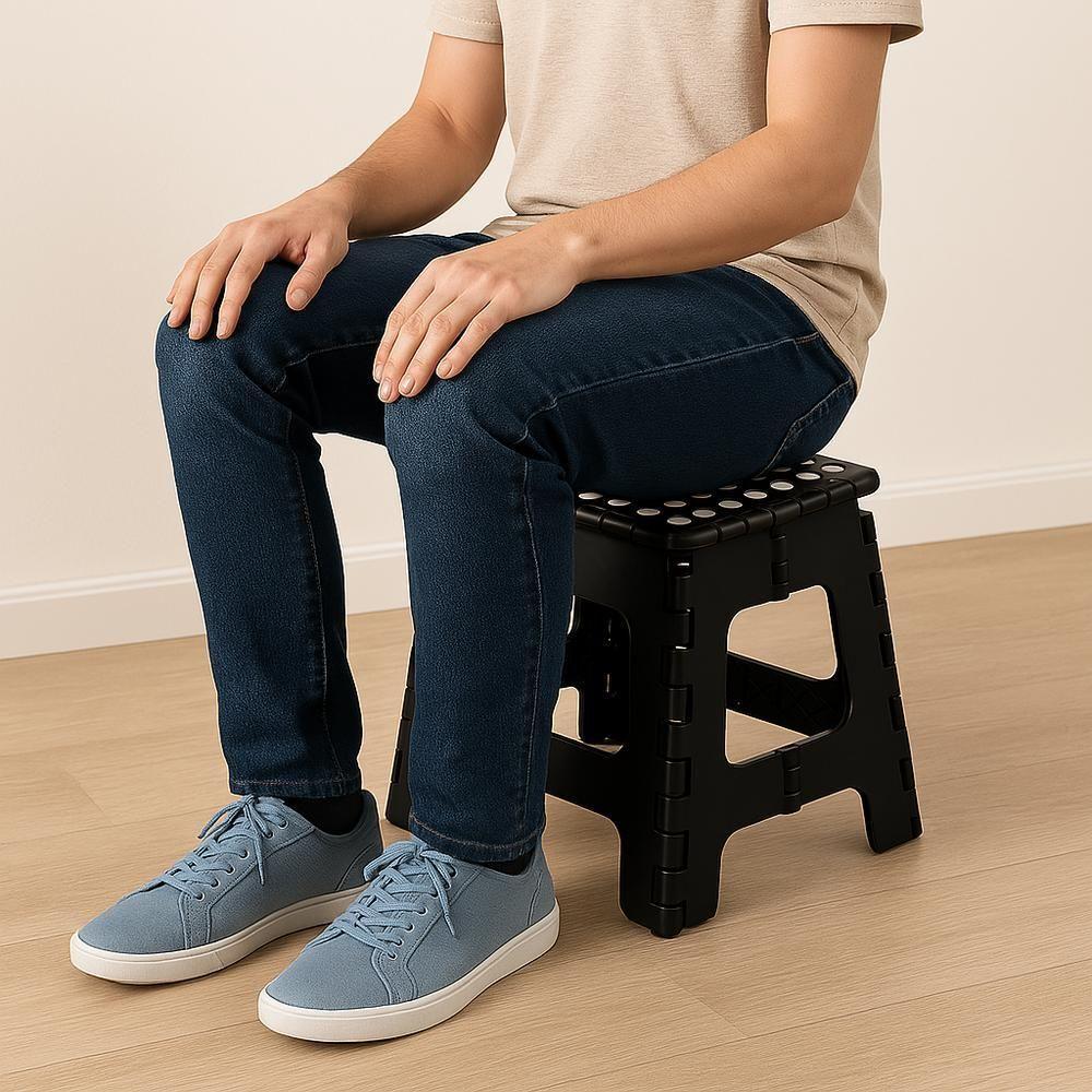 Banqueta Dobravel 130kg Banco Portatil Cadeira Multiuso Banquinho Resistente Infantil Adulto Plastica Escada Banheiro Ca - 3