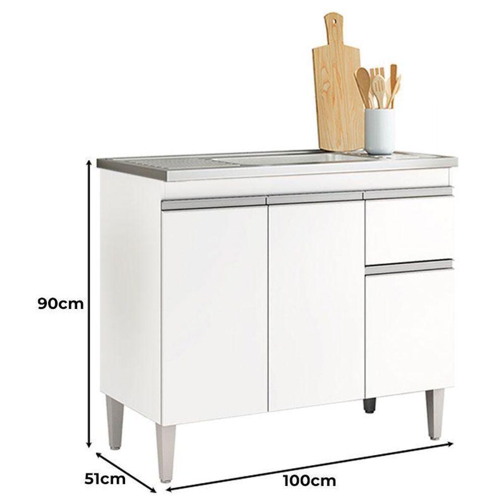 Balcão De Pia Tatiane 100cm Branco Brilho - Ajl - 2