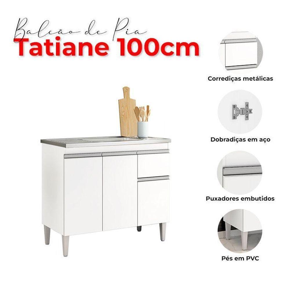 Balcão De Pia Tatiane 100cm Branco Brilho - Ajl - 4