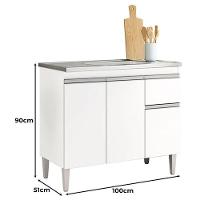 Balcão De Pia Tatiane 100cm Branco Brilho - Ajl - 2