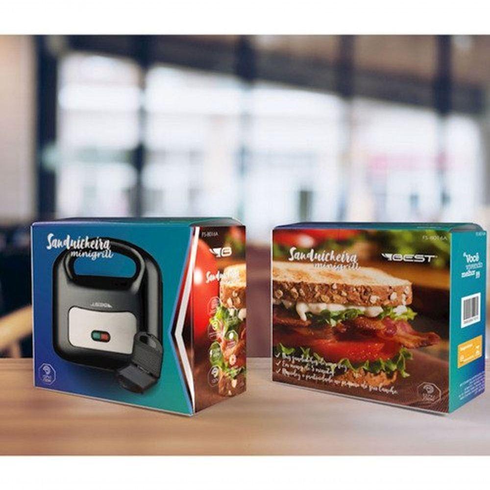 Sanduicheira E Mini Grill Antiaderente Preta E Inox Best 110V - 4