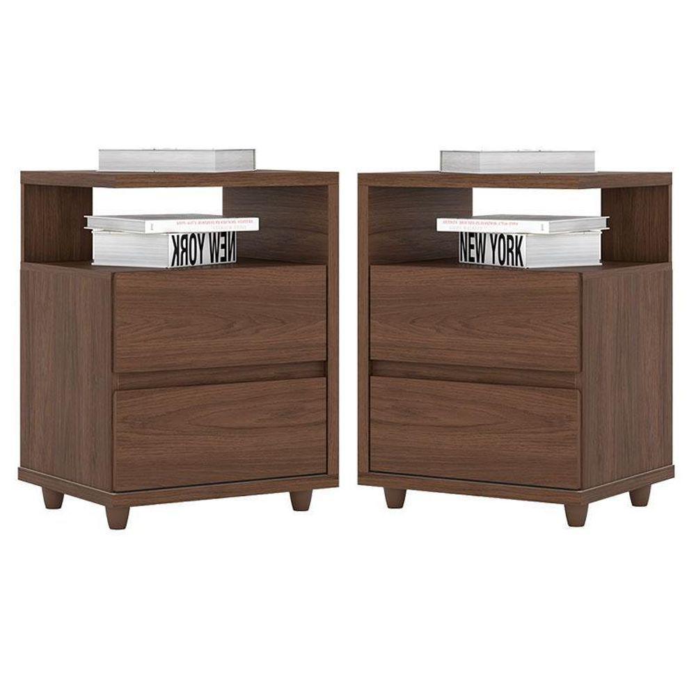 Kit 2 Mesas De Cabeceira Lacy Castanho ? Henn - 1