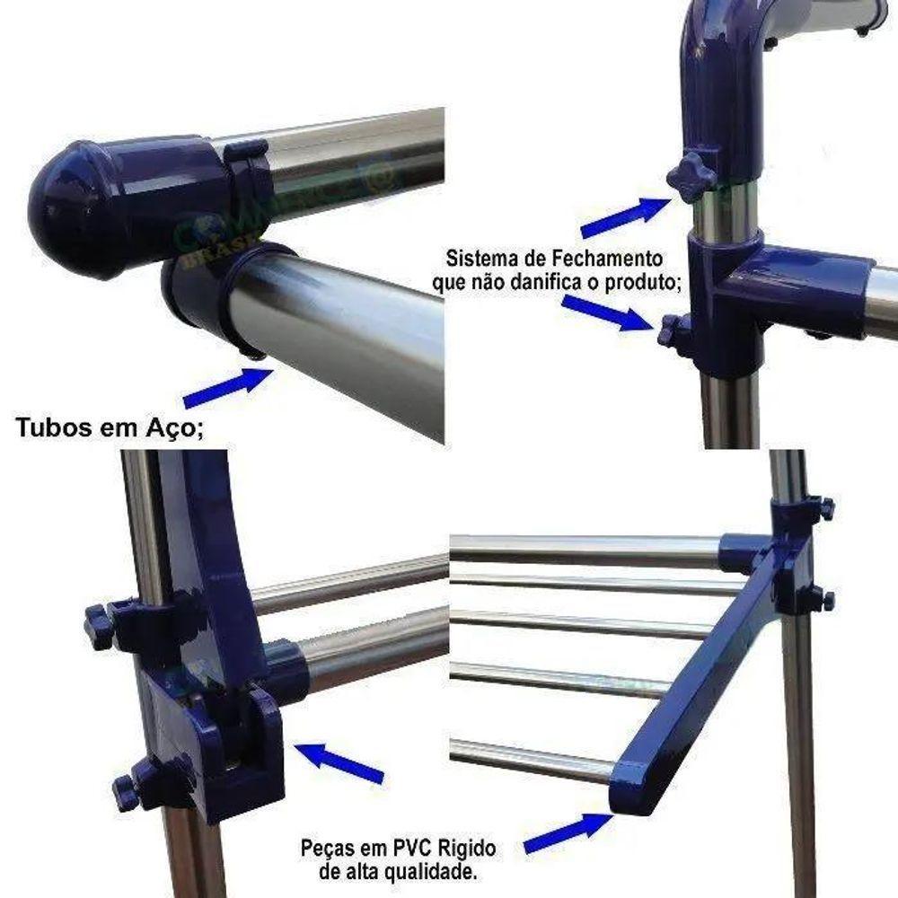 Varal De Chão Ajustável Inox Multiuso Arara De Roupas - 6
