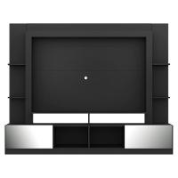 Estante Com Suporte Tv 65" Portas C/ Espelho Oslo Multimóveis V3382 Preta Preto - 3