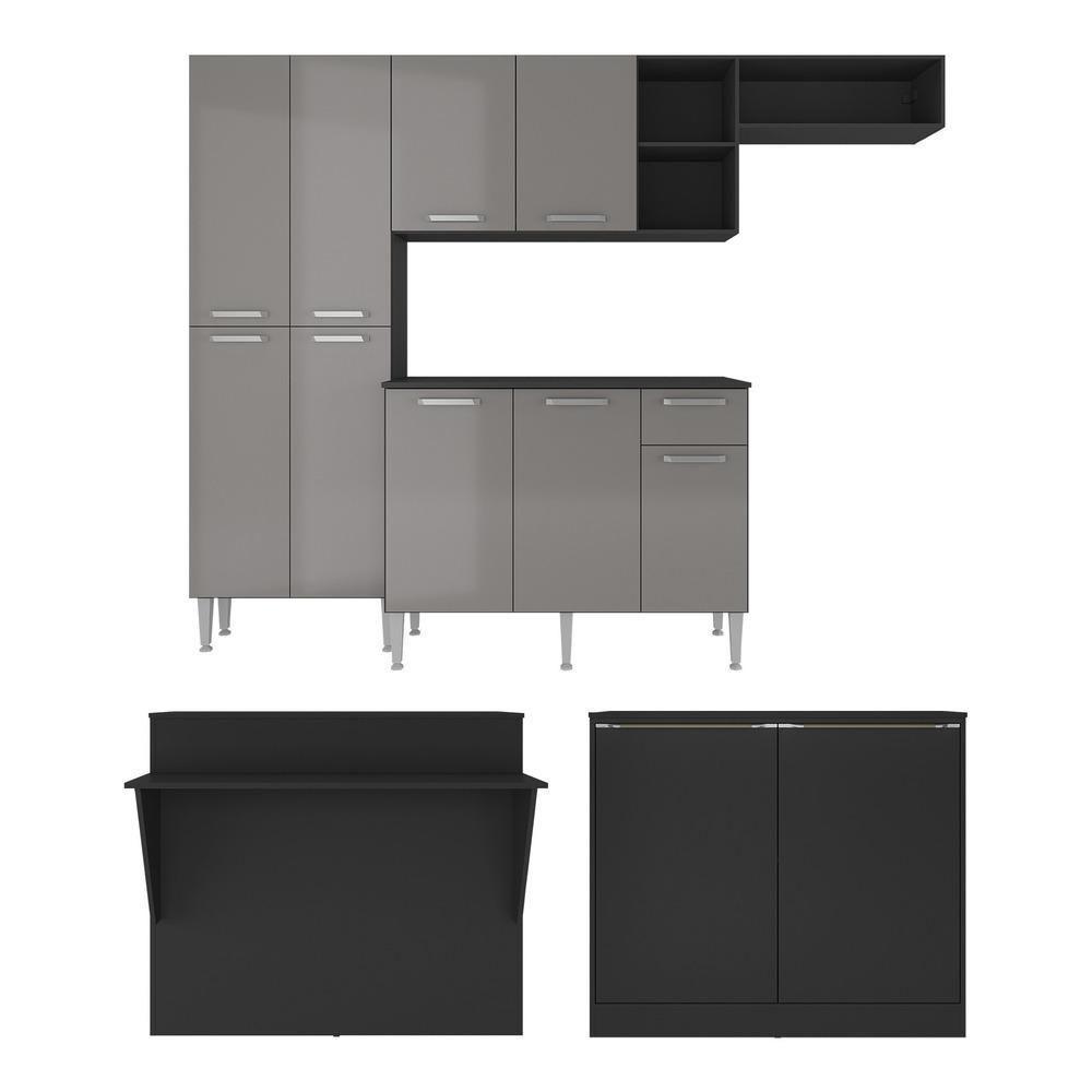 Cozinha Completa C/ Bancada Paris Multimóveis Mp2044 Preta/Lacca Fumê - 3