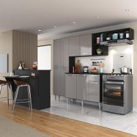 Cozinha Completa C/ Bancada Paris Multimóveis Mp2044 Preta/Lacca Fumê - 1