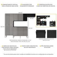 Cozinha Completa C/ Bancada Paris Multimóveis Mp2044 Preta/Lacca Fumê - 6