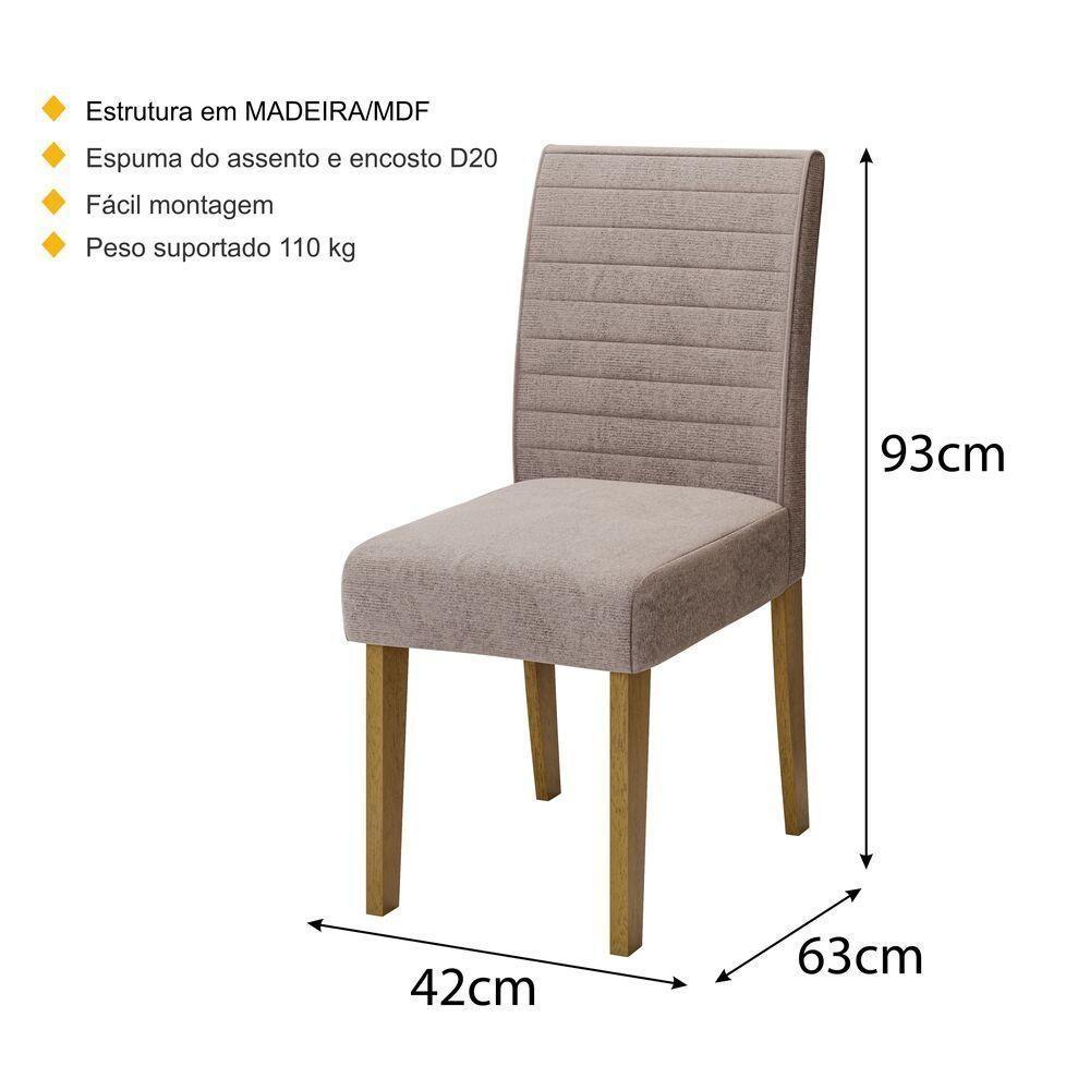Conjunto Com 2 Cadeiras De Jantar Multimóveis Cr50041 Mascavo Mascavo - 4