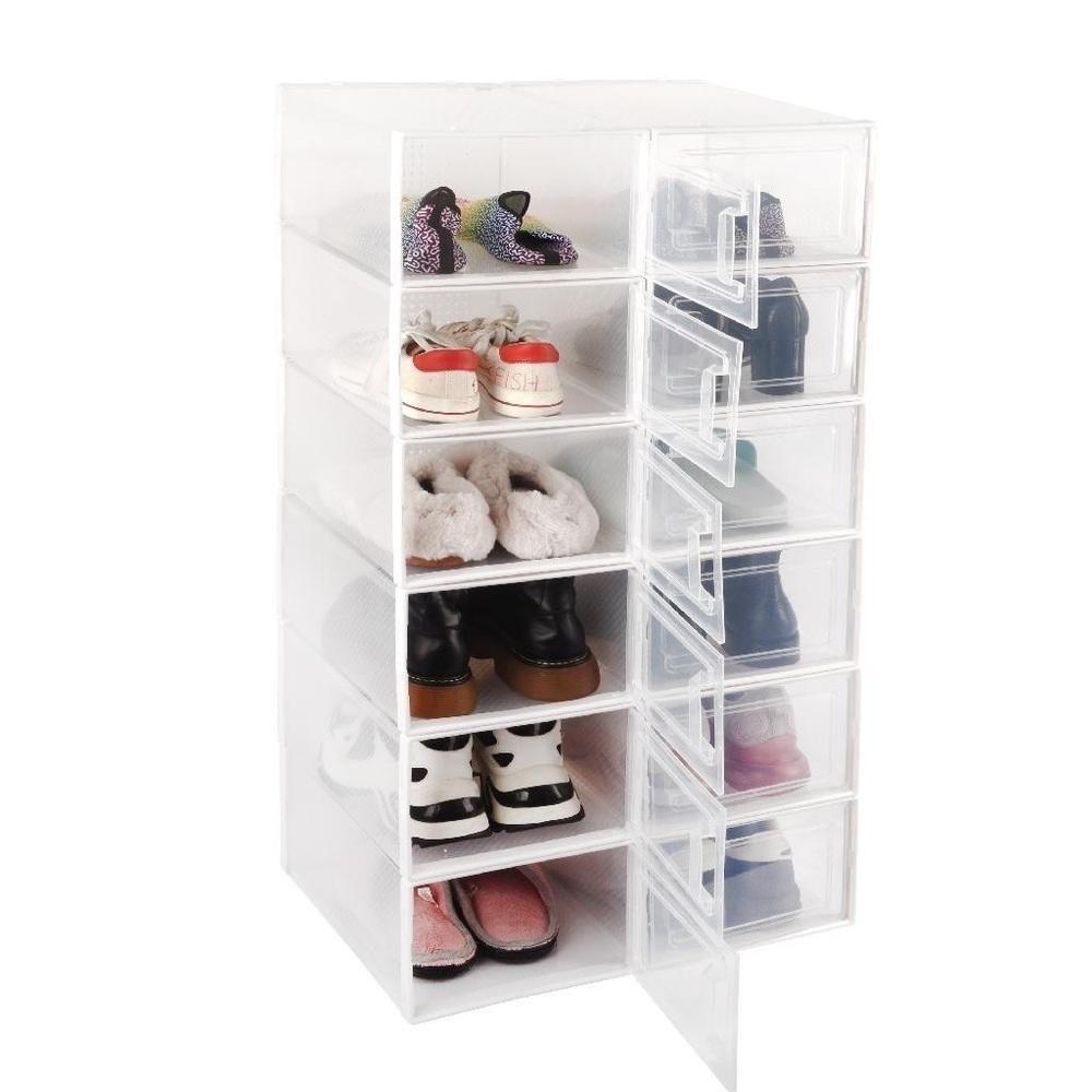 Kit 6 Caixa Sapateira Empilhavel Organizador Dobravel Guarda Roupa Sapatos Tenis Box Quarto Closet Lavanderia - 2