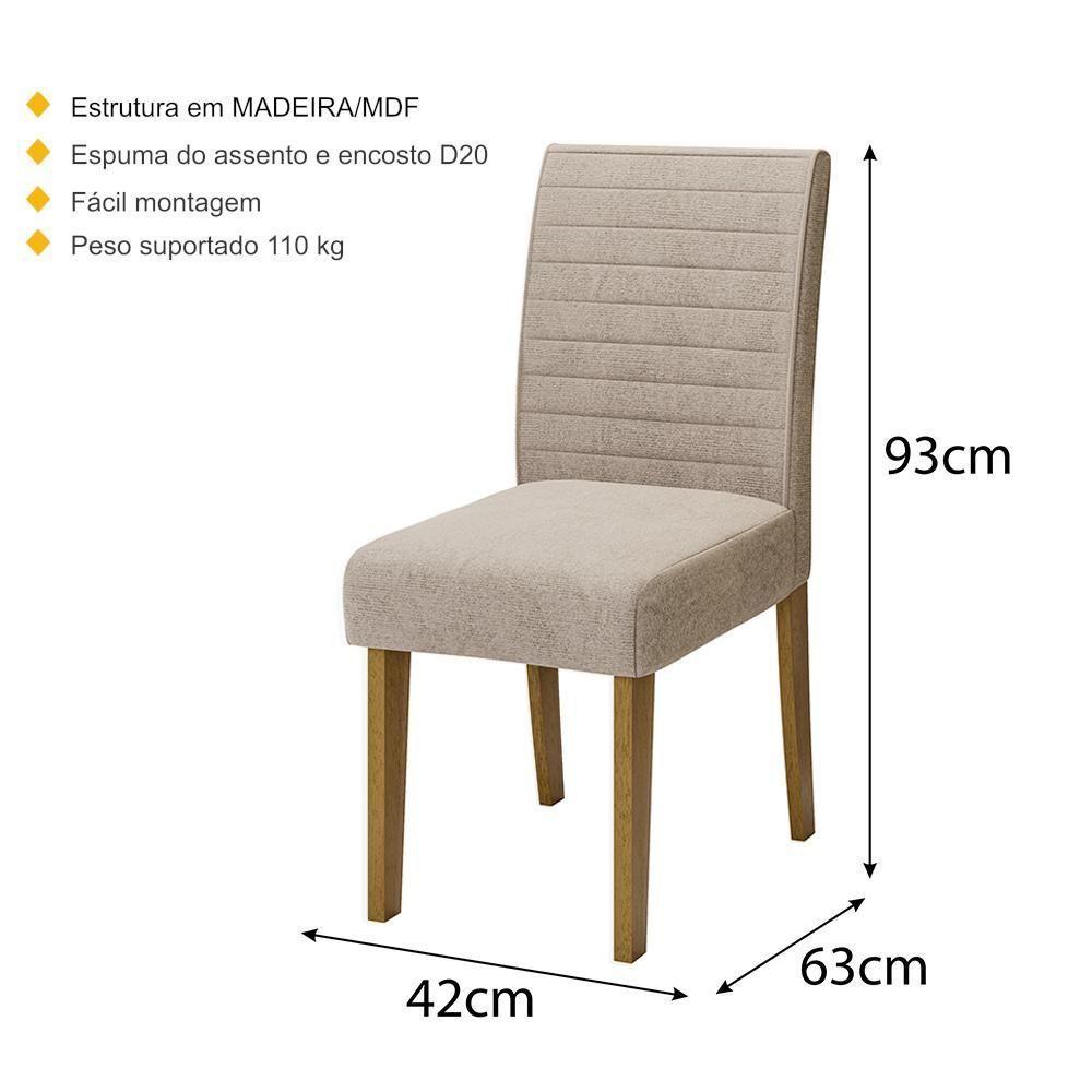 Conjunto Com 2 Cadeiras De Jantar Multimóveis Cr50041 Bege Bege - 4