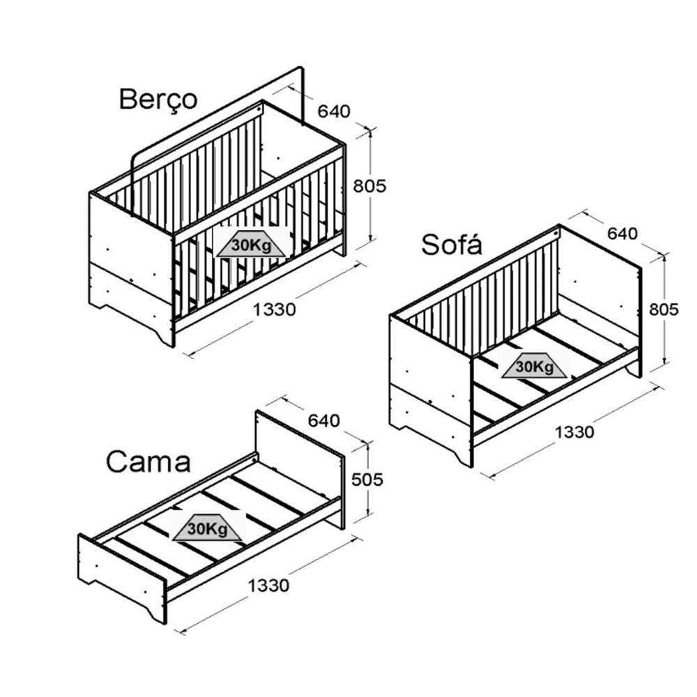 Berço Multifuncional 3x1+ Cômoda Ditália BBI-51 DM-240 Riviera - 5