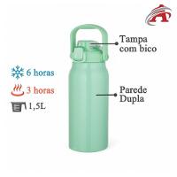 Garrafa Térmica De Aço Inox Verde Com Alça E Bico 1,5l - 3