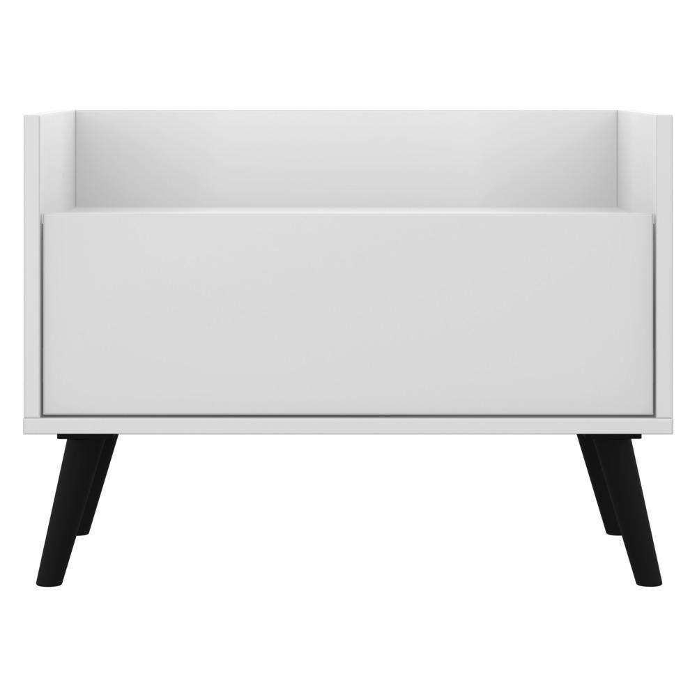Mesa De Cabeceira 60Cm Retrô Multimóveis V3627 Branca/Preta Branco/Preto - 3