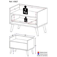 Mesa De Cabeceira 60Cm Retrô Multimóveis V3627 Branca/Preta Branco/Preto - 5