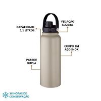 Garrafa Térmica De Aço Inox 1,1l Com Alça - Beige, Dupla Parede, Ideal Para Viagens - 4
