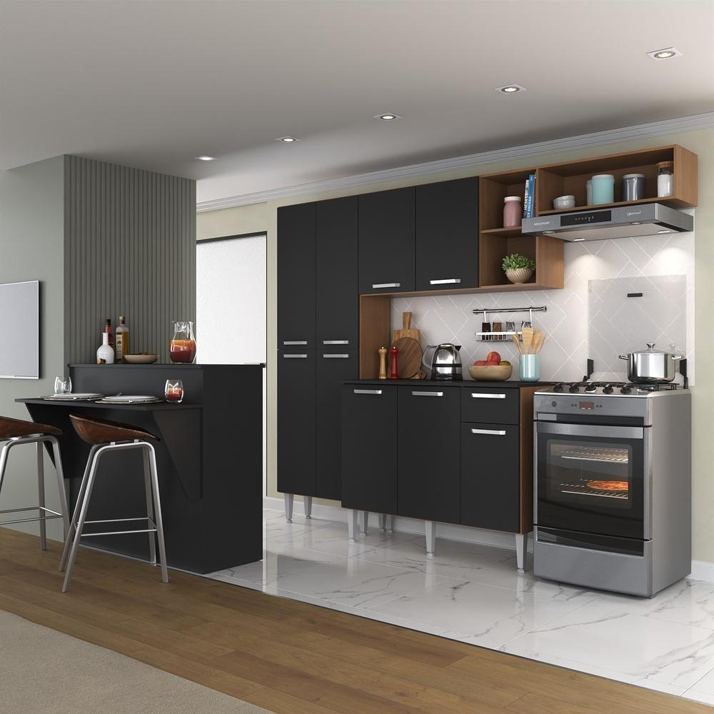 Cozinha Completa C/ Bancada Multimóveis Madeirada/preta - 2